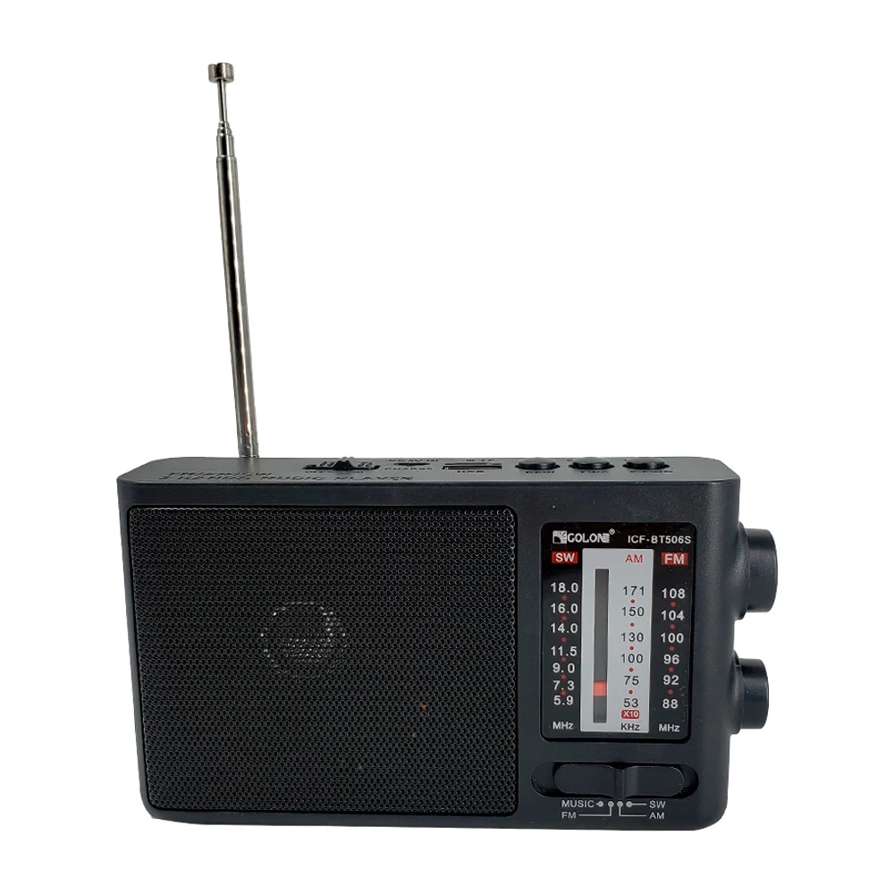 Bocina pequeña con radio fm/am/sw, panel solar + entrada para usb y tf / icf-bt506s