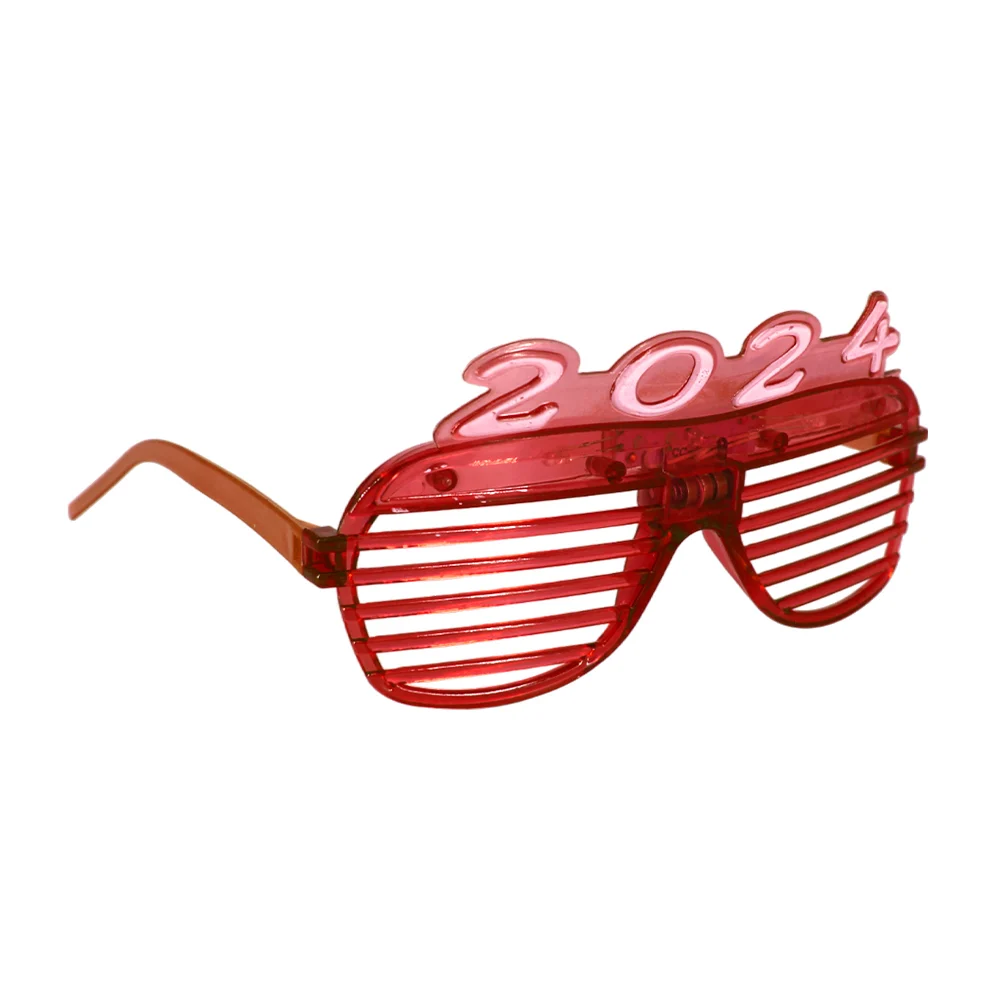 1pza Lentes de plástico 2024 con luz led y líneas horizontales para fiesta, variedad de colores