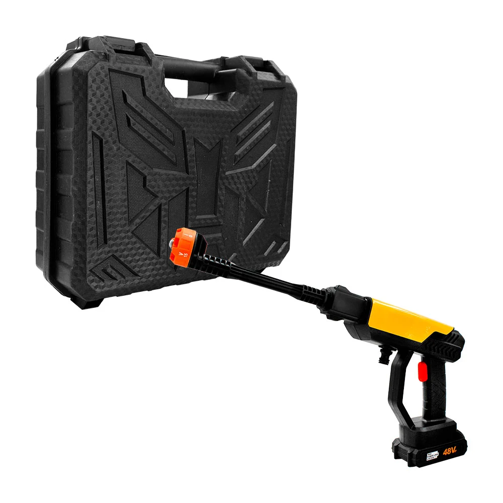 Estuche con pistola hidrolavadora inalámbrica a presión para exterior, con batería de 48v, boquilla, manguera y tanque para detergente / xp0271