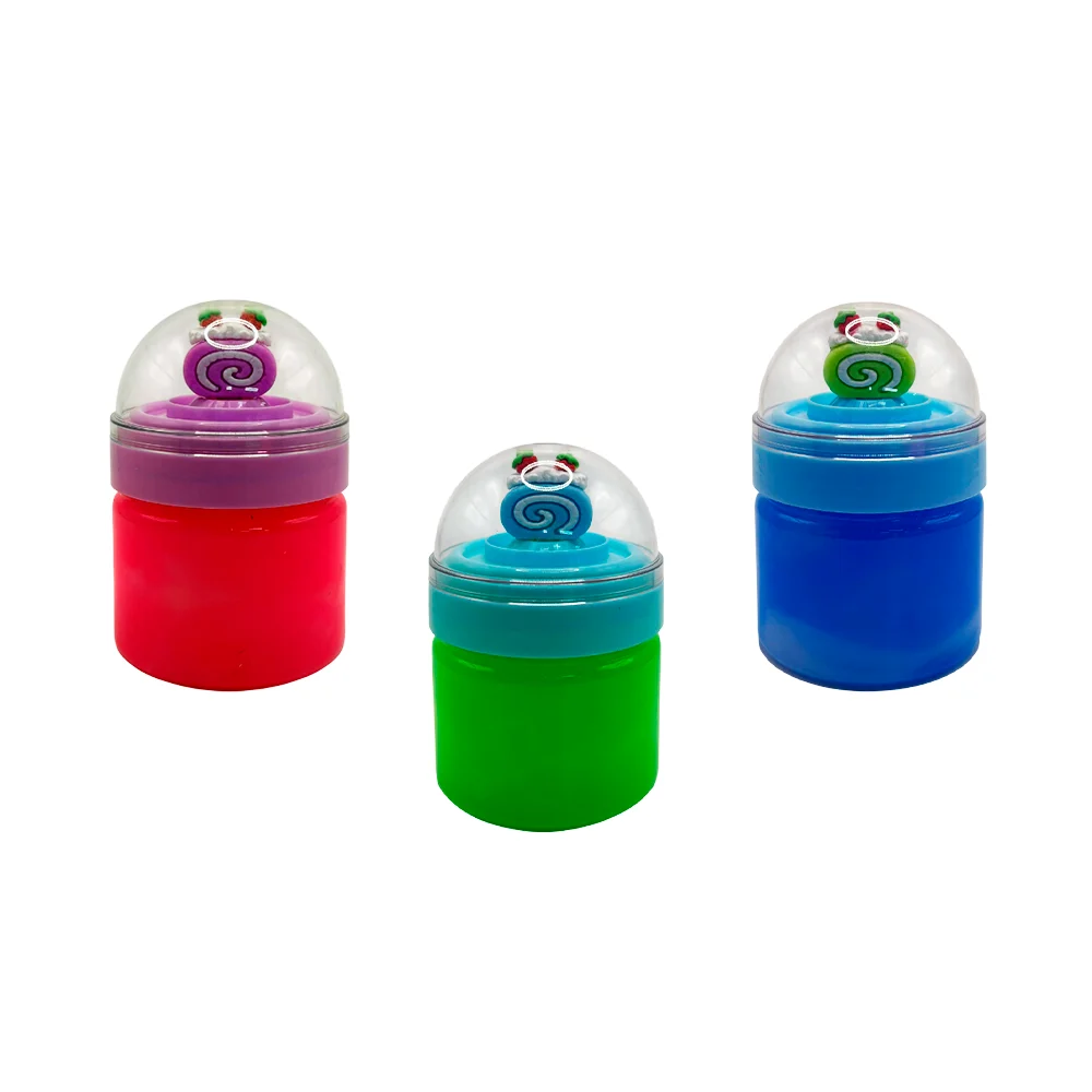 Bote de slime en color neón con figura decorativa encapsulada de postre, variedad de colores / xp682