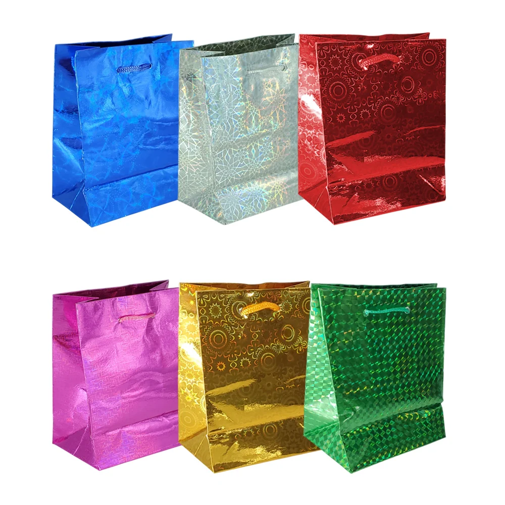 1pza Bolsa de regalo chica con diseño holográfico, 11x14cm, variedad de colores / xq-s130