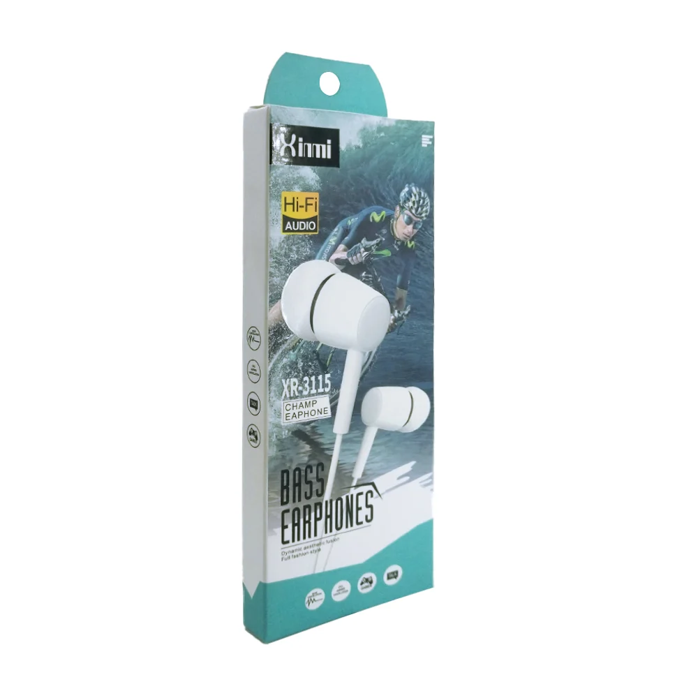 Audífonos deportivos alámbricos manos libres con entrada auxiliar 3.5mm y almohadillas de silicona, variedad de colores / bass earphones / xr-3115