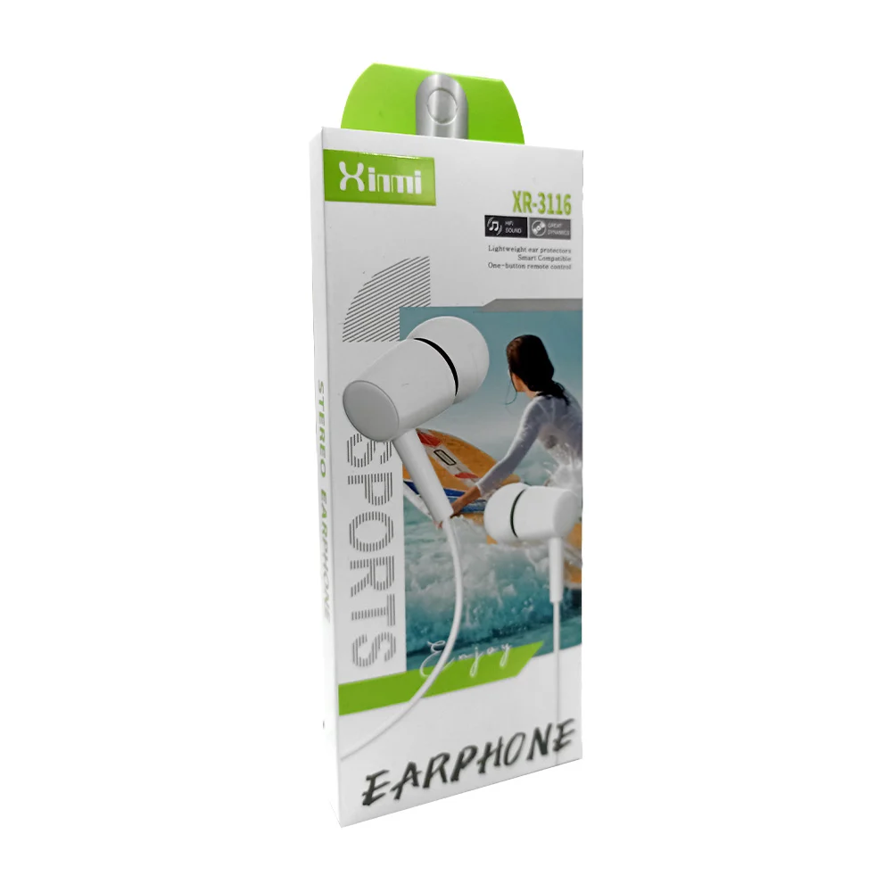 Audífonos alámbricos earphone sports xinmi con entrada auxiliar 3.5mm, variedad de colores / xr-3116