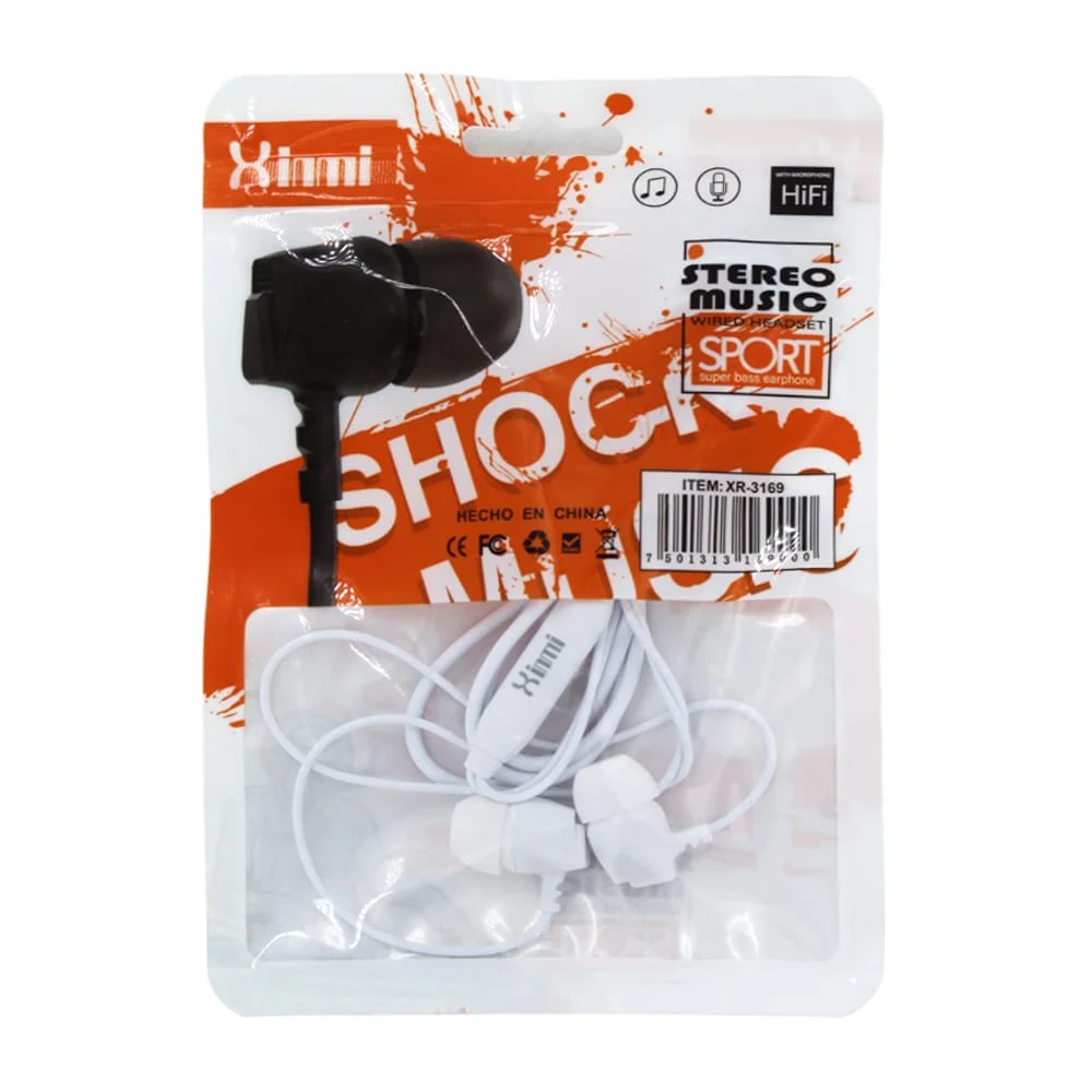 Audífonos alámbricos manos libres con entrada auxiliar 3.5mm / stereo music / xr-3169