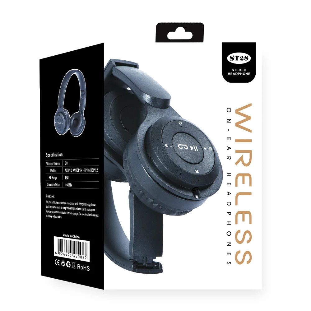 Audífonos de diadema, inalámbricos, plegables, con botón de reproducir / contestar, control de volumen y encendido / xr-3214