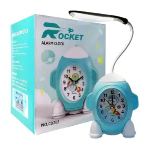 Reloj con alarma en forma de cohete y lámpara flexible, variedad de c…