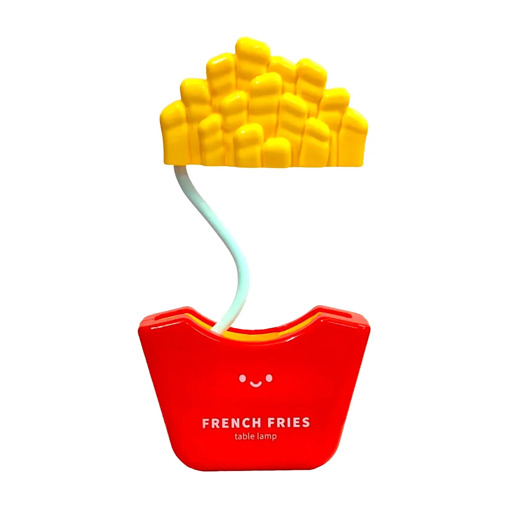 Lámpara con sacapuntas y porta lapiceras con diseño de papas a la francesa, variedad de colores / creatine desk lamp