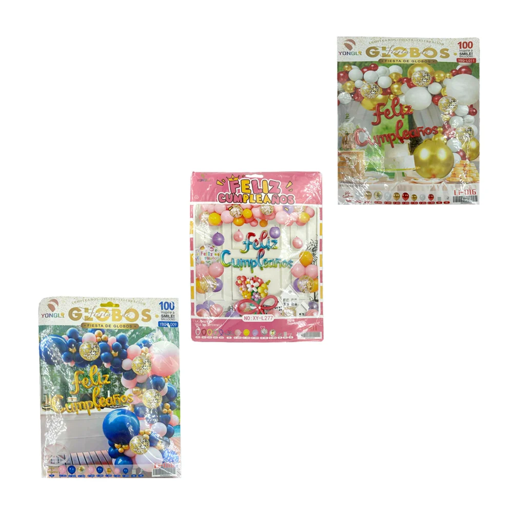 Kit decorativo para fiesta con diversos globos y letrero feliz cumpleaños, variedad de modelos / ybq-l004 / xy-043-yl / xy-042-yl / xy-l2364 / 999993 / 999988 / 999916