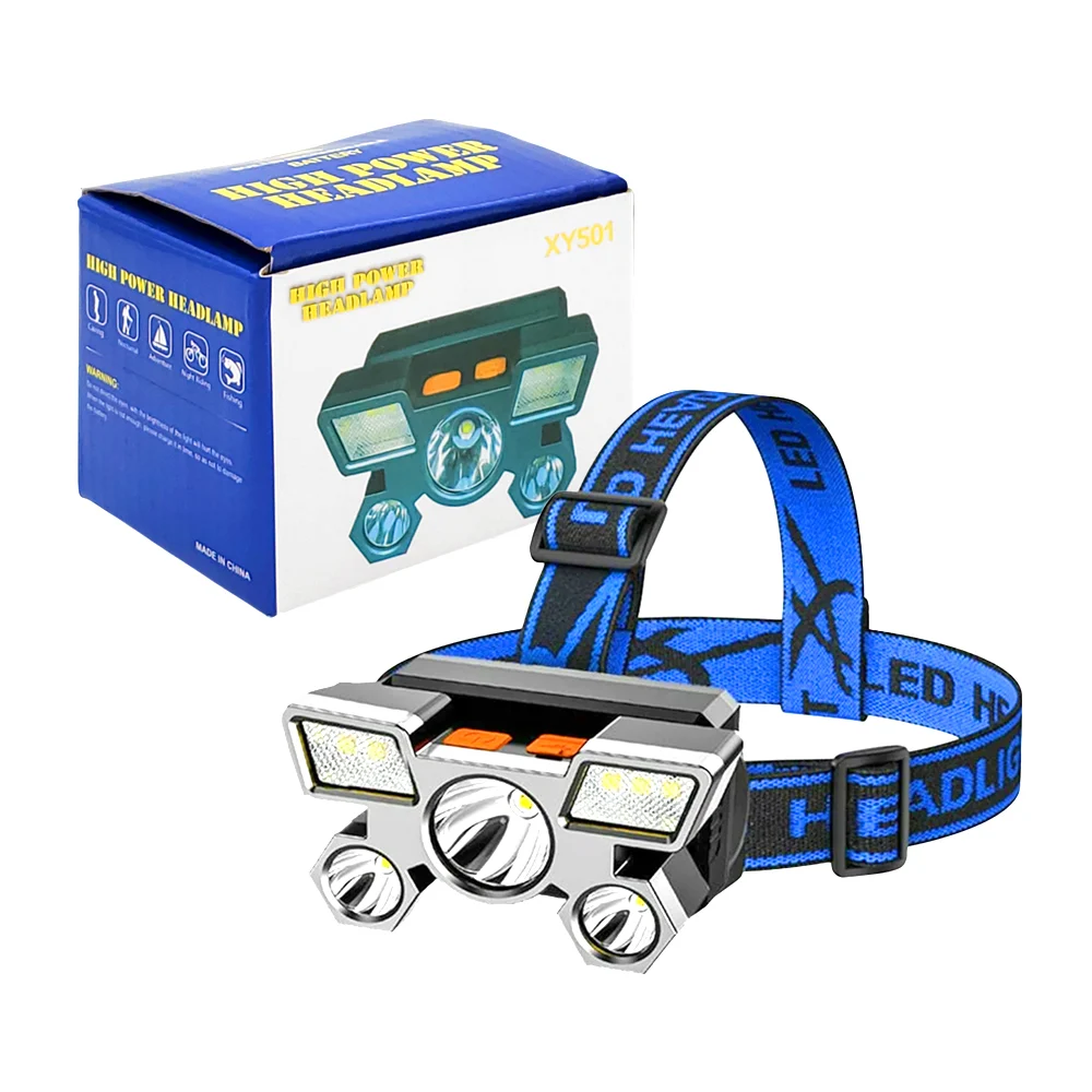 1pza Linterna tipo minero cuadrada, recargable, con 4 modos de iluminación y banda extensible, variedad de usos / xy501 / lam8691