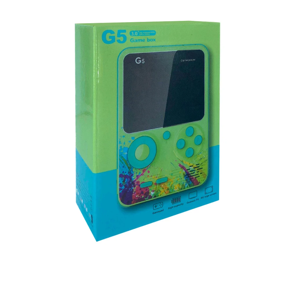 Mini consola portátil game box g5 con pantalla de 3 pulgadas + 500 juegos clasicos, 1000 mah y cable vga / zyozhmy2409