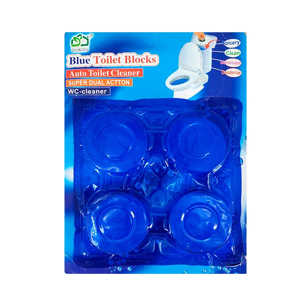 Blíster con 4 pastillas limpiadoras redondas azules para inodoro / jx-004