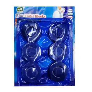 Blíster con 6 pastillas redondas azules oukou para baño, 4cm / jx-004