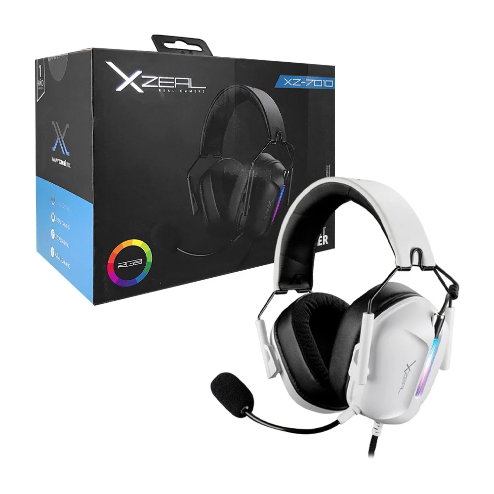 Audífonos alámbricos gamer xzeal luces rgb, micrófono, entrada jack 3.5mm usb y cable 1.8m, variedad de colores / xz-7010