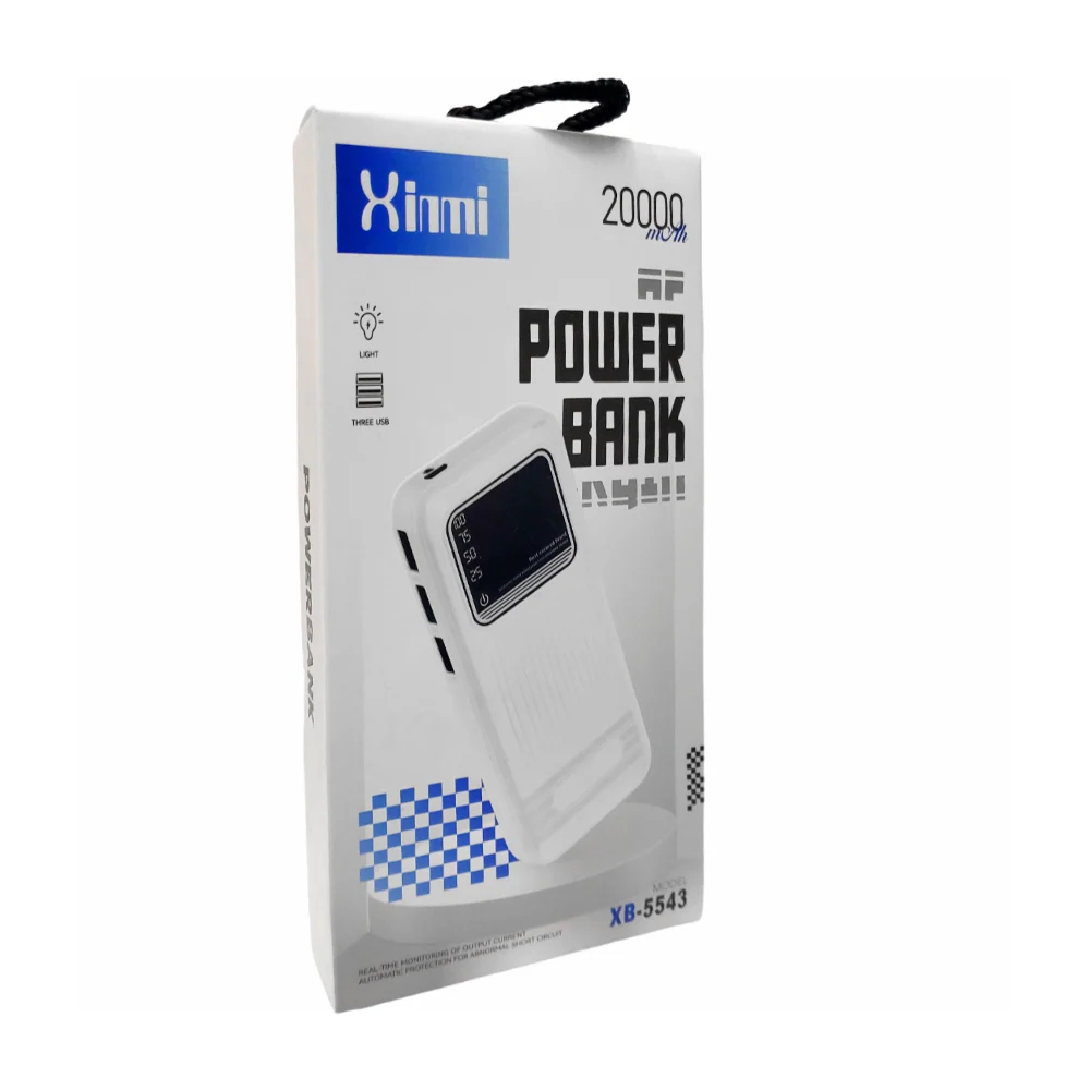 Power bank batería portátil de 20000mah con 3 entradas usb e indicador de batería, variedad de colores / xb-5543