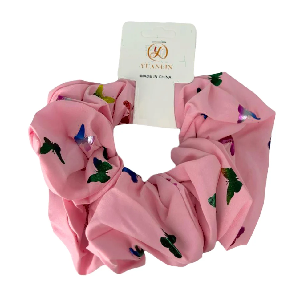 Dona o liga para el cabello, de tela, lisa o con mariposas metálicas, variedad de colores / yuanlin / y-502-1