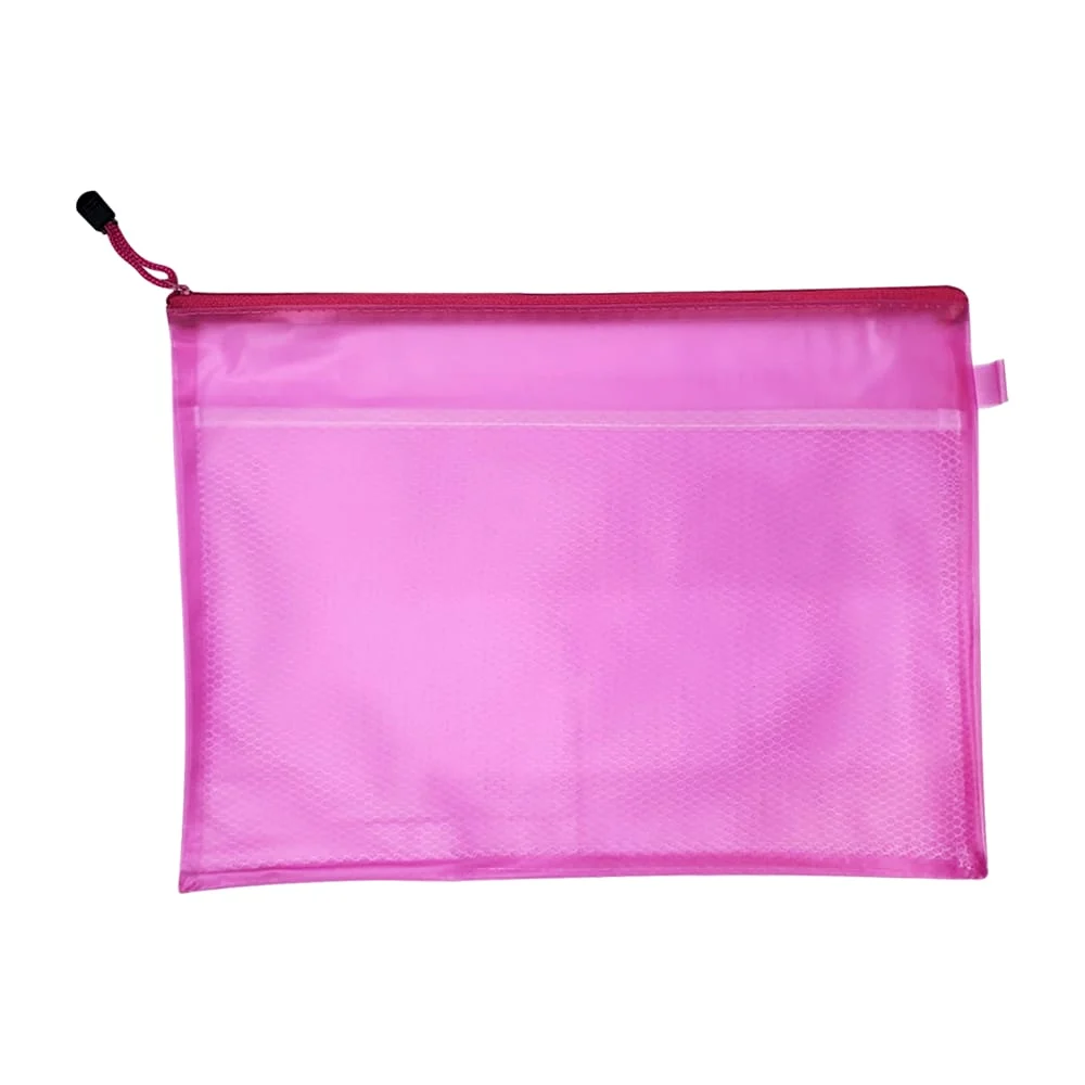1pza Lapicera colorera grande de tela con cierre y diseño tipo red 27.5x39cm, variedad de colores