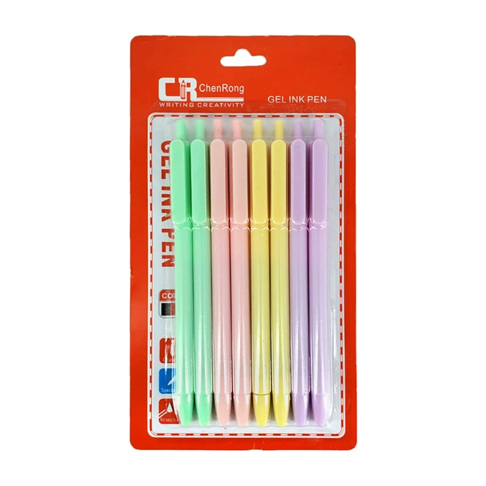 Blíster con 8 plumas bolígrafos de gel, variedad de colores / gel ink pen / chenrong / y-a109
