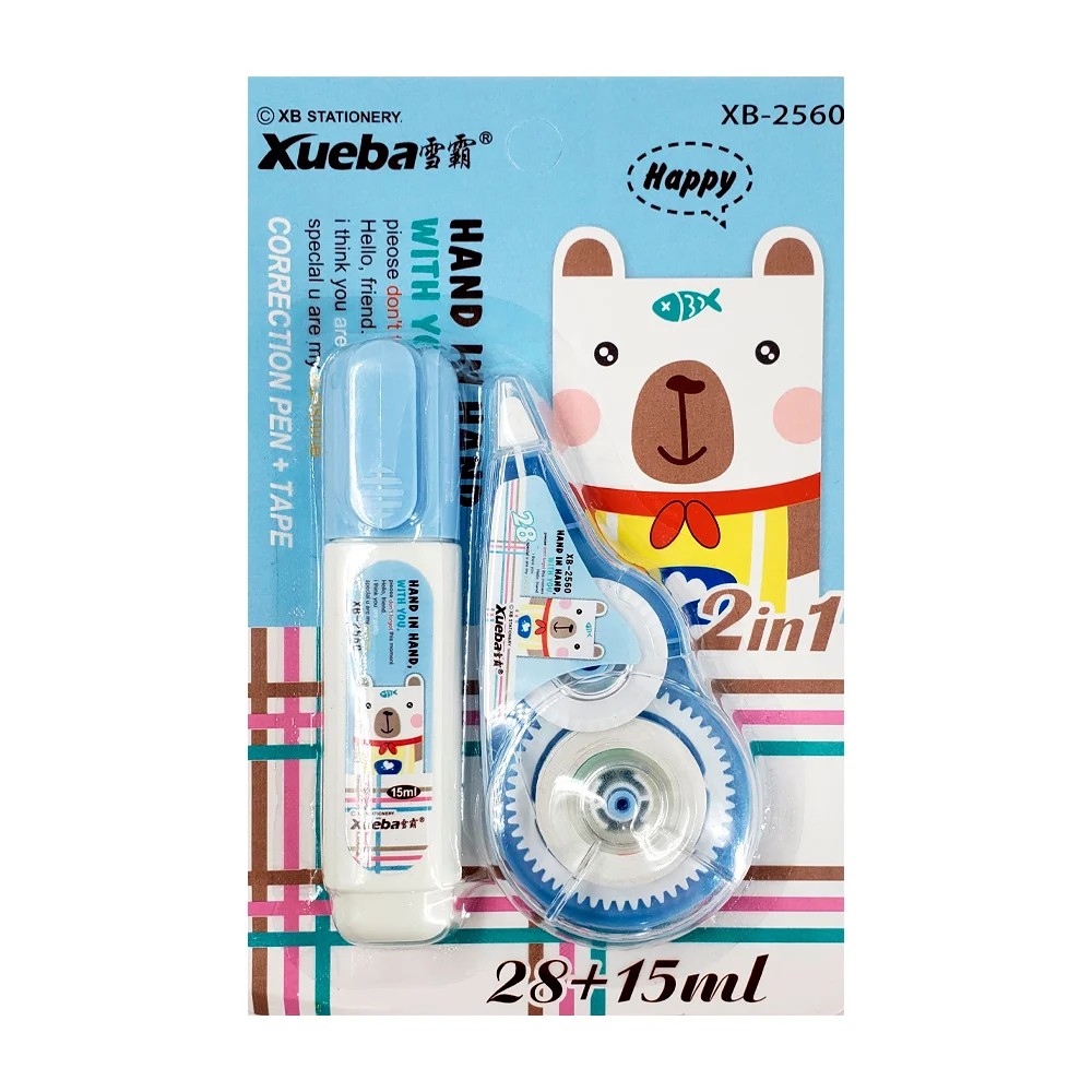 Kit con corrector en cinta de 28m y corrector líquido de 15ml, variedad de modelos / xb-2560