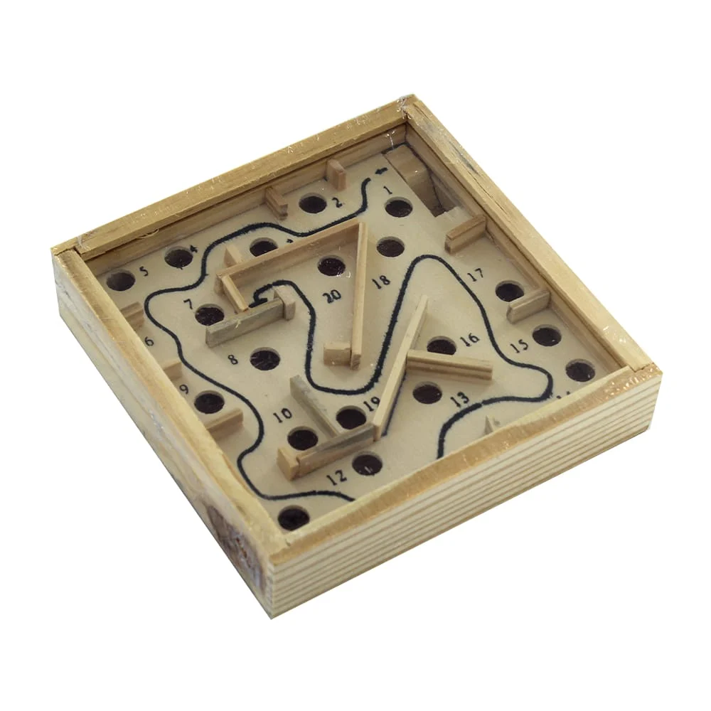 Juguete laberinto caja de madera con canica metálica equilibrio / y-d185