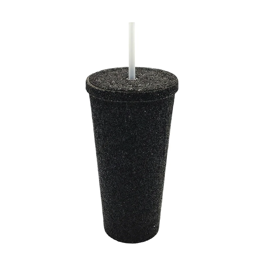 1pza Vaso tipo termo de plástico rígido con cubierta perlada o diamantada y popote de plástico, variedad de colores / ys004-d / vaso perla/ vaso diamante / vs004-d