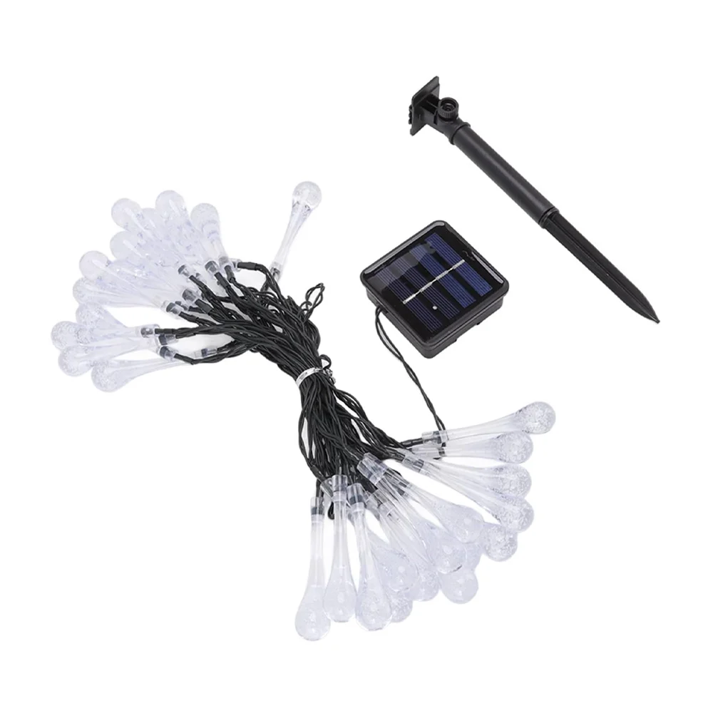 Serie de 50 luces en tono cálido, forma de gota, 2m +panel solar para recargar / yc019154