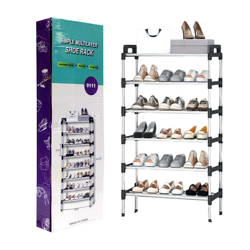 Organizador simple multilayer shoe rack de 6 niveles para zapatos tenis, 55x108cm / 9111
