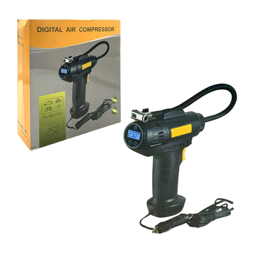 Bomba portátil multiusos compresor de aire con pantalla digital y cable de alimentación para automóvil / digital air compressor / yd-37502