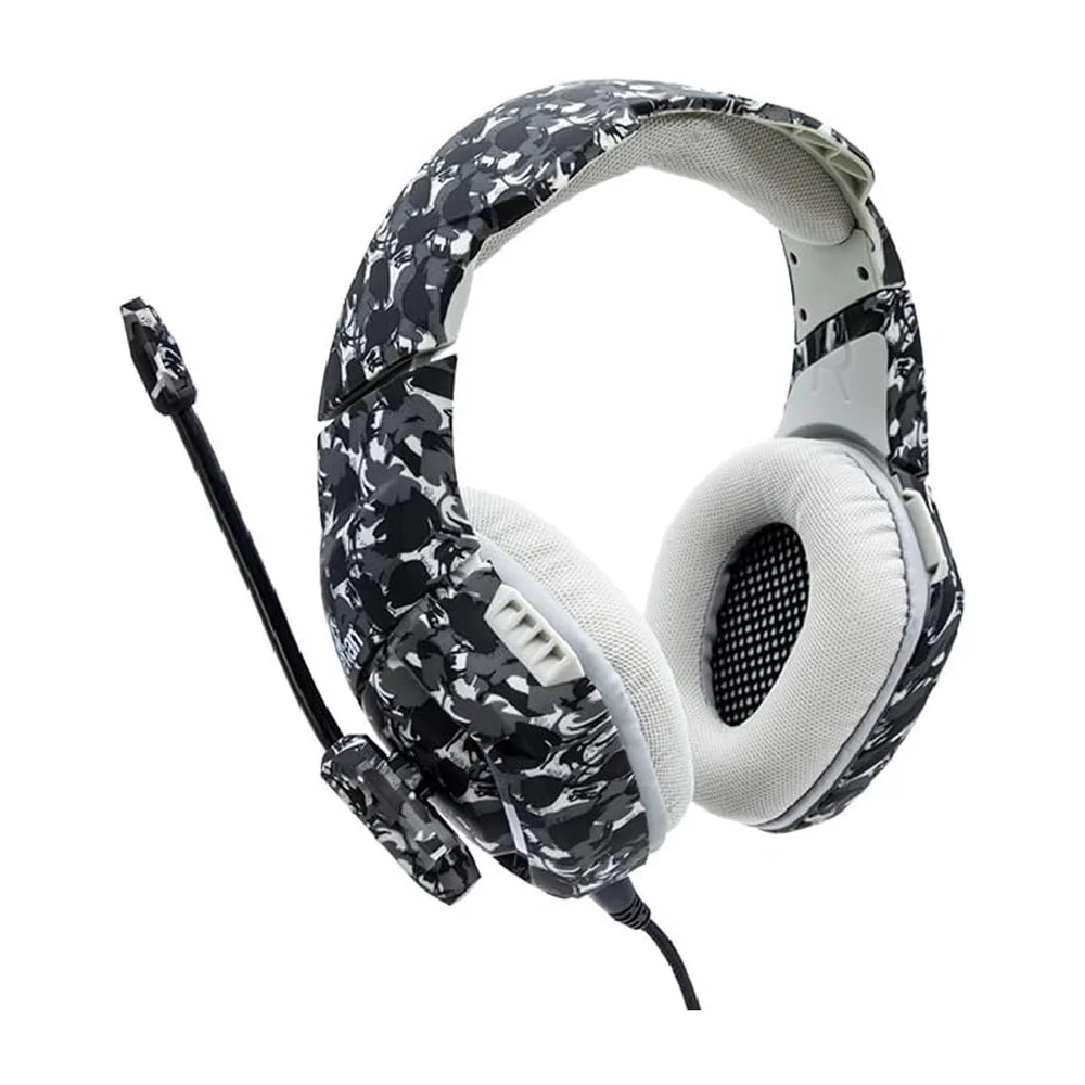 Audífonos diadema gamer con estampado de camuflaje, luces led y micrófono / force 3000