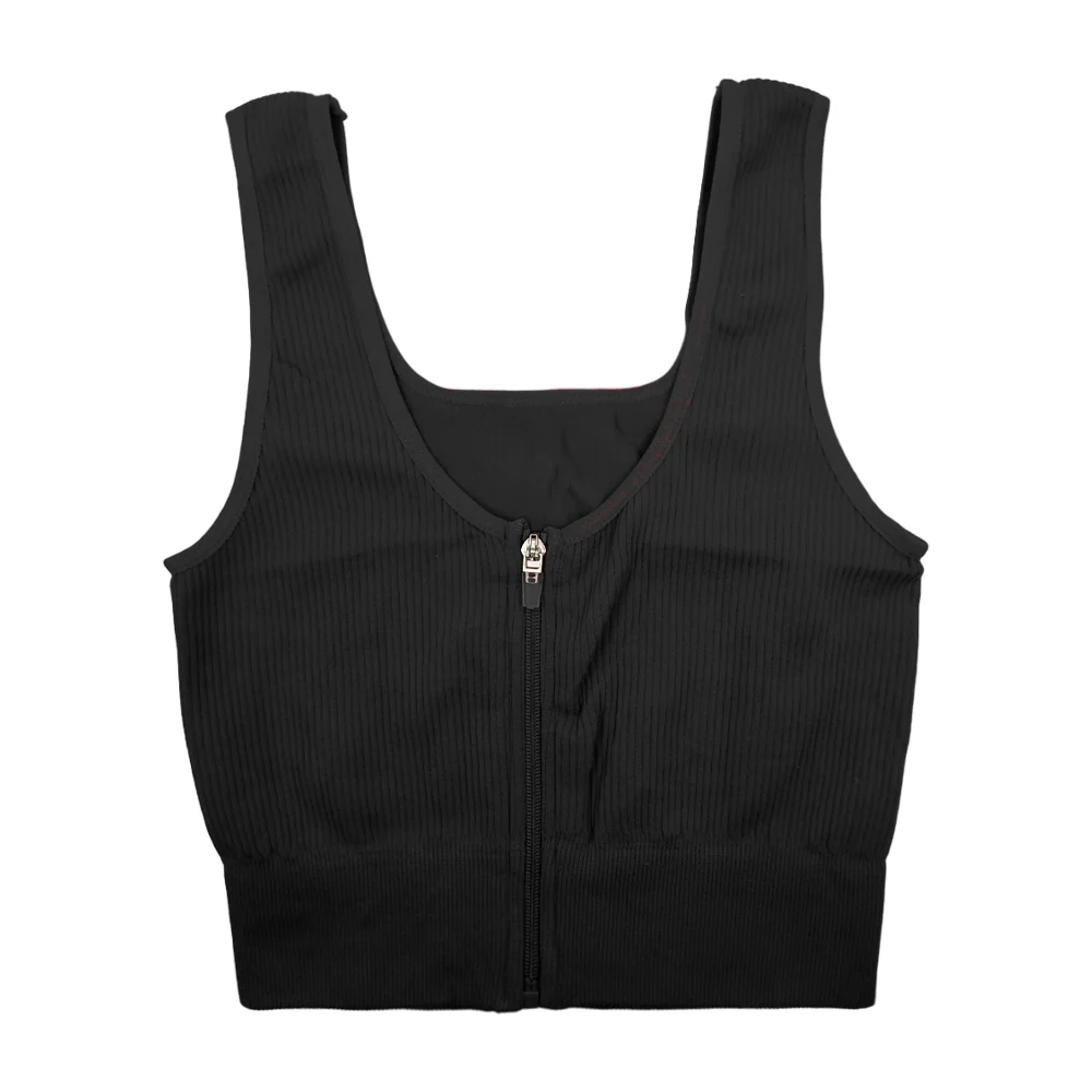 Top deportivo para dama de tela elástica con cierre al frente, variedad de colores / yff-308