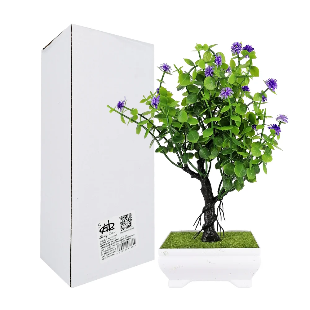 Maceta rectangular decorativa con pasto y flores artificiales, variedad de volores 25cm / hl-yh22557