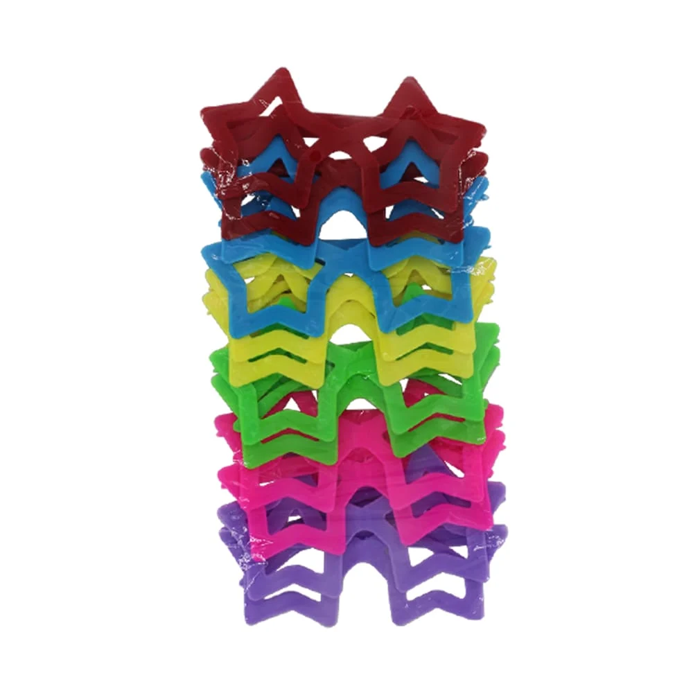 Paquete 12 lentes de plástico con forma de estrella para fiesta, variedad de colores / yj-347