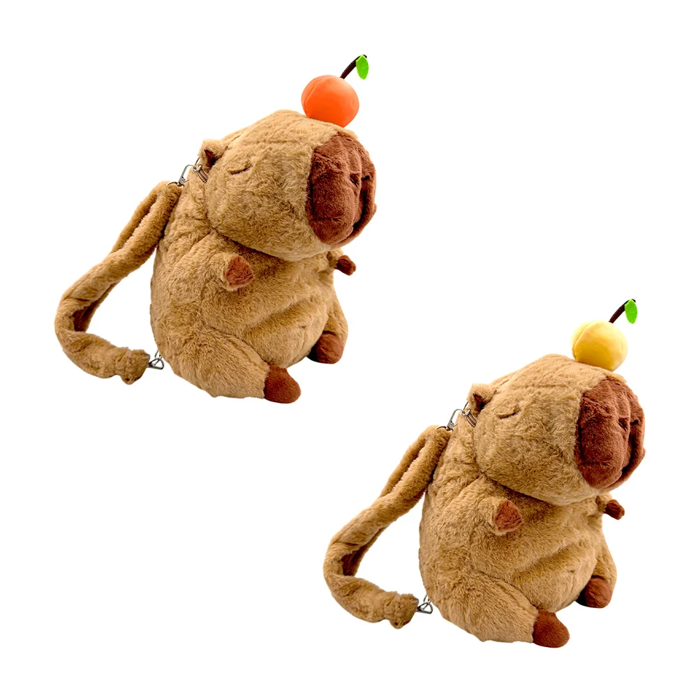 Mochila de peluche afelpada mediana en forma de capibara con fruta en la cabeza 35cm aprox, variedad de diseños / yk664 / ym7720
