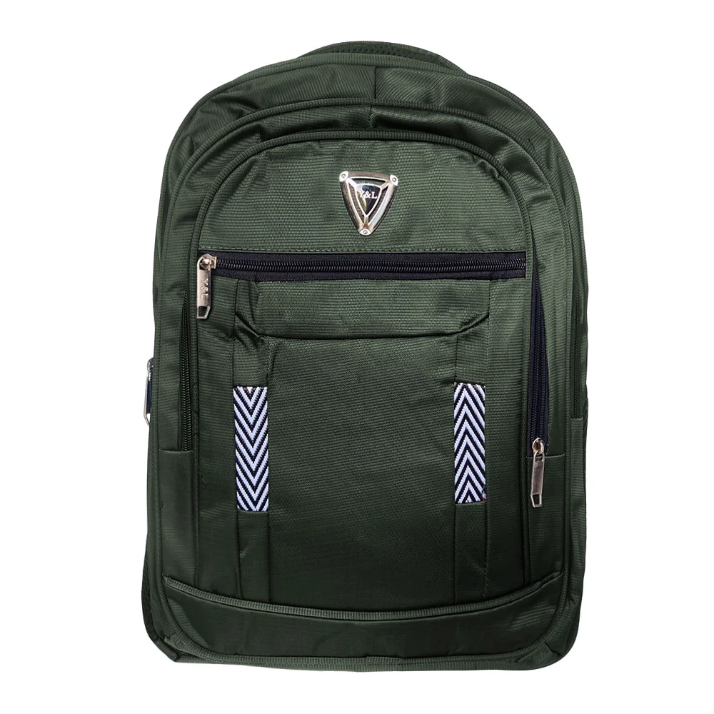 Mochila grande con 4 compartimentos, frente con 2 franjas en V y candado