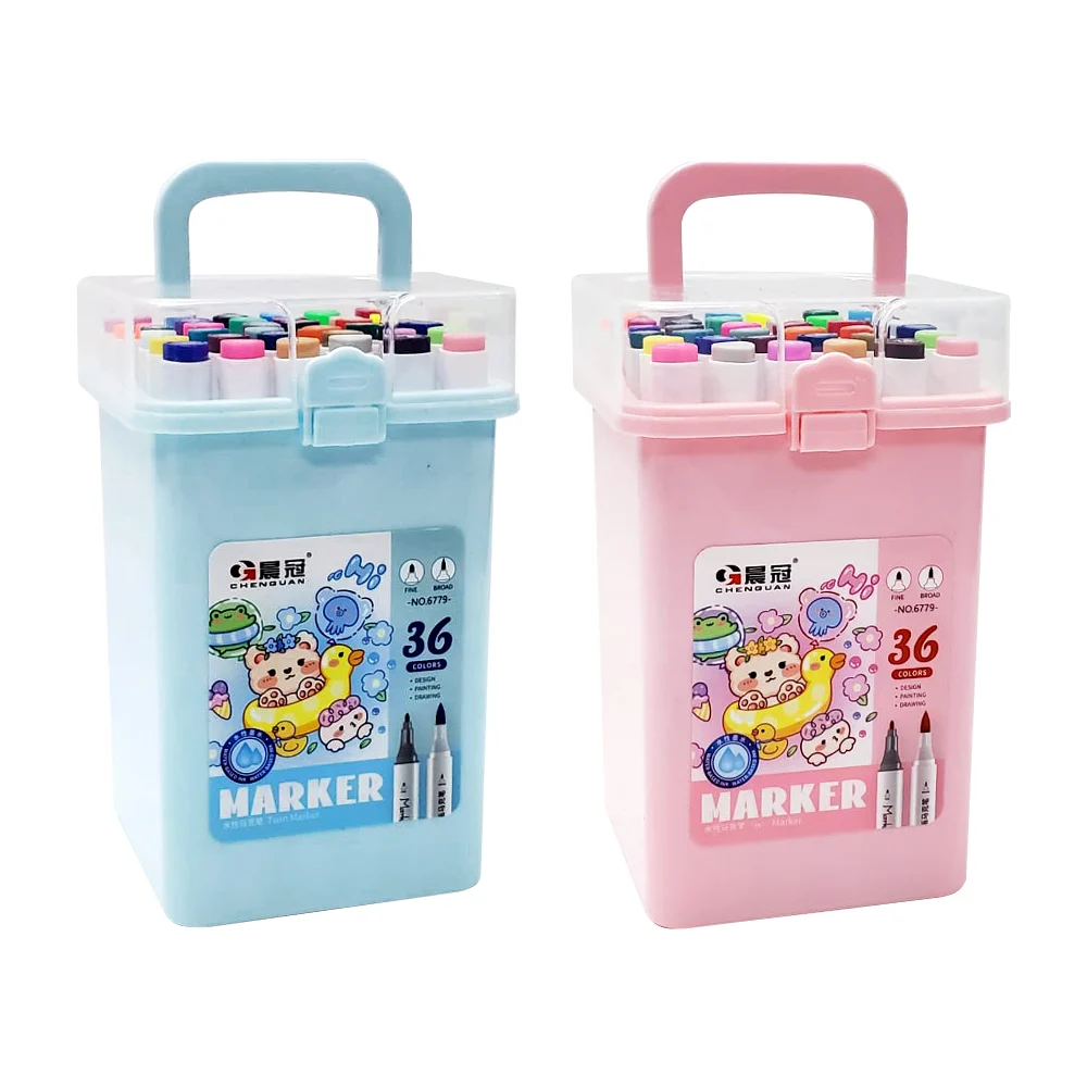 Estuche con 36 marcadores plumones chenguan de colores con doble punta / 36 colors marker / yy-x4 / 800306