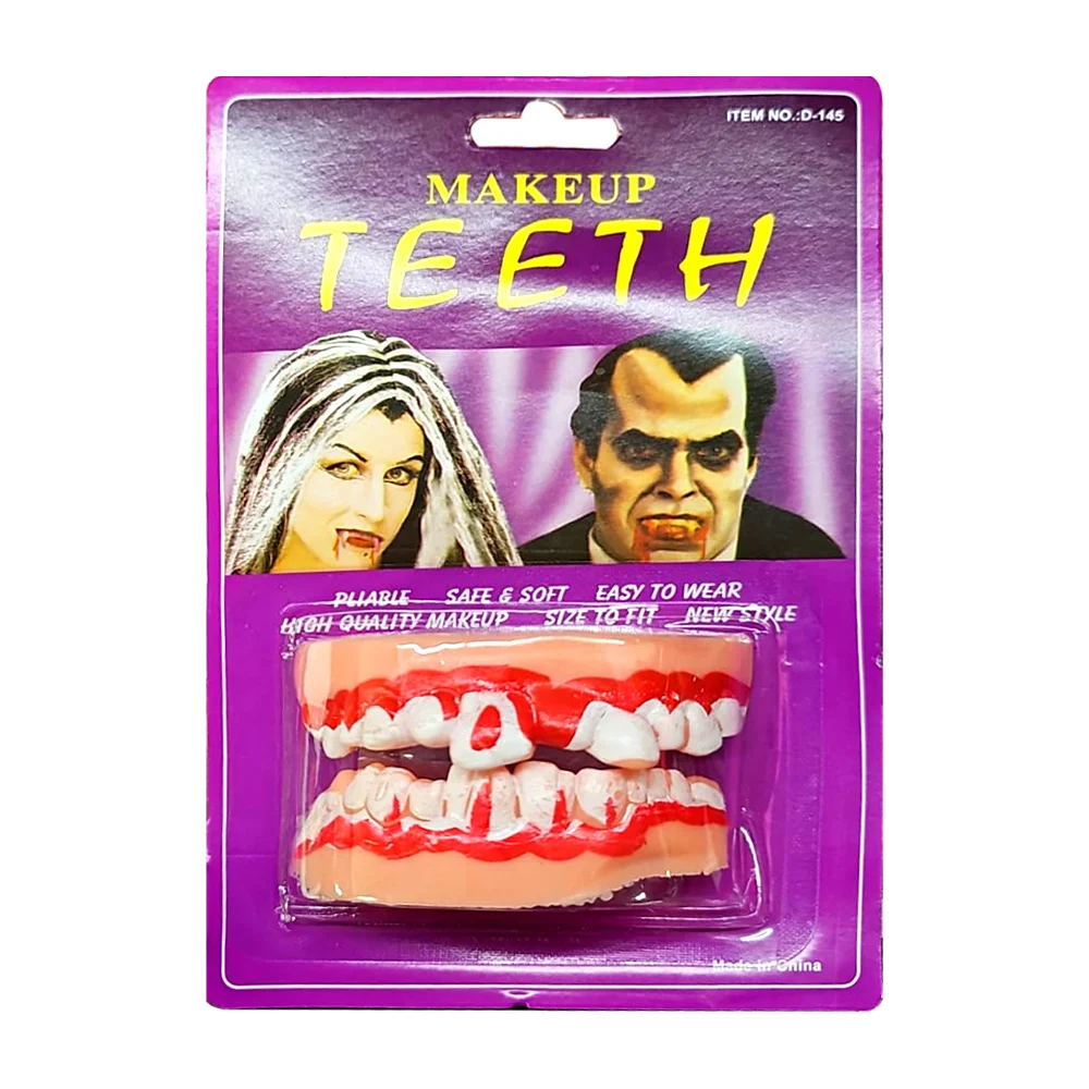 1pza Dentadura artificial en forma de colmillos para disfraz, makeup teeth / 2147b / d-145