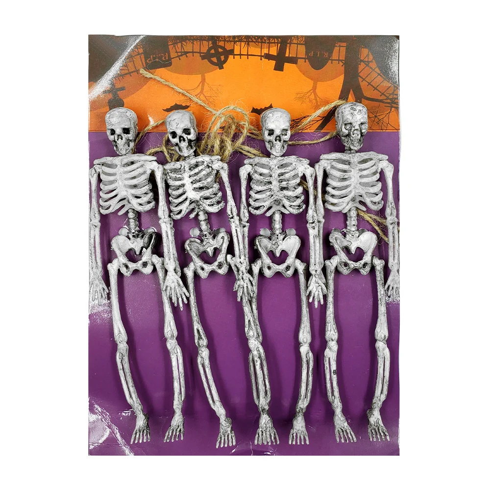 Paquete para decoración de halloween con 4 esqueletos y colgante, 17x4cm / yong-2363