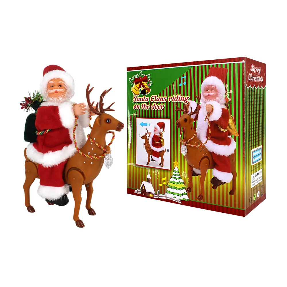 Adorno navideño con diseño de santa claus y reno+ luces y movimiento / yong-2378-2