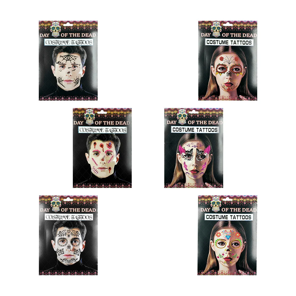1pza Planilla de tatuajes para el rostro con diseño de catrina, variedad de modelos / costume tattoos