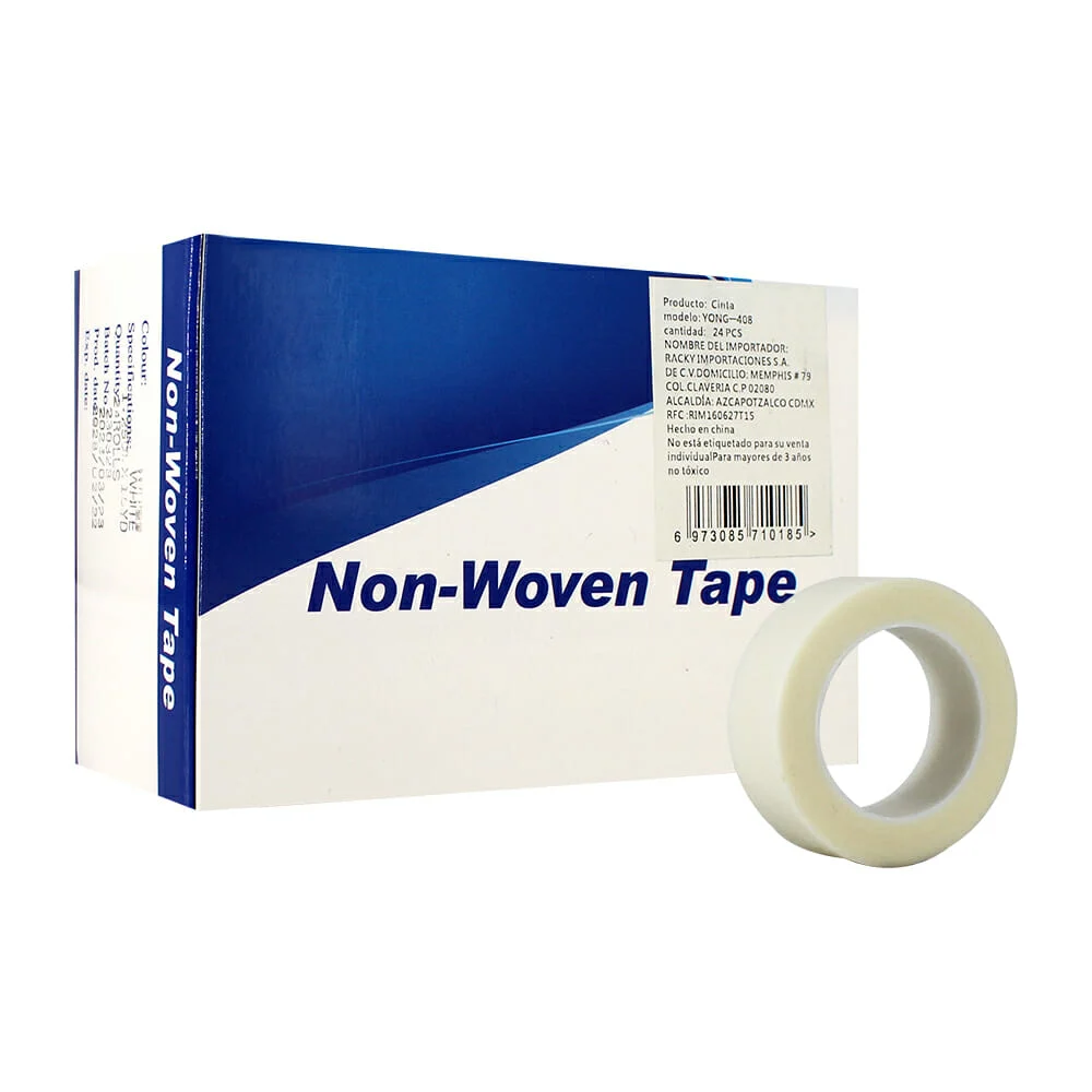 Caja con 24 cintas blancas tipo micropore multiusos con ancho de 1.3cm / non-woven tape