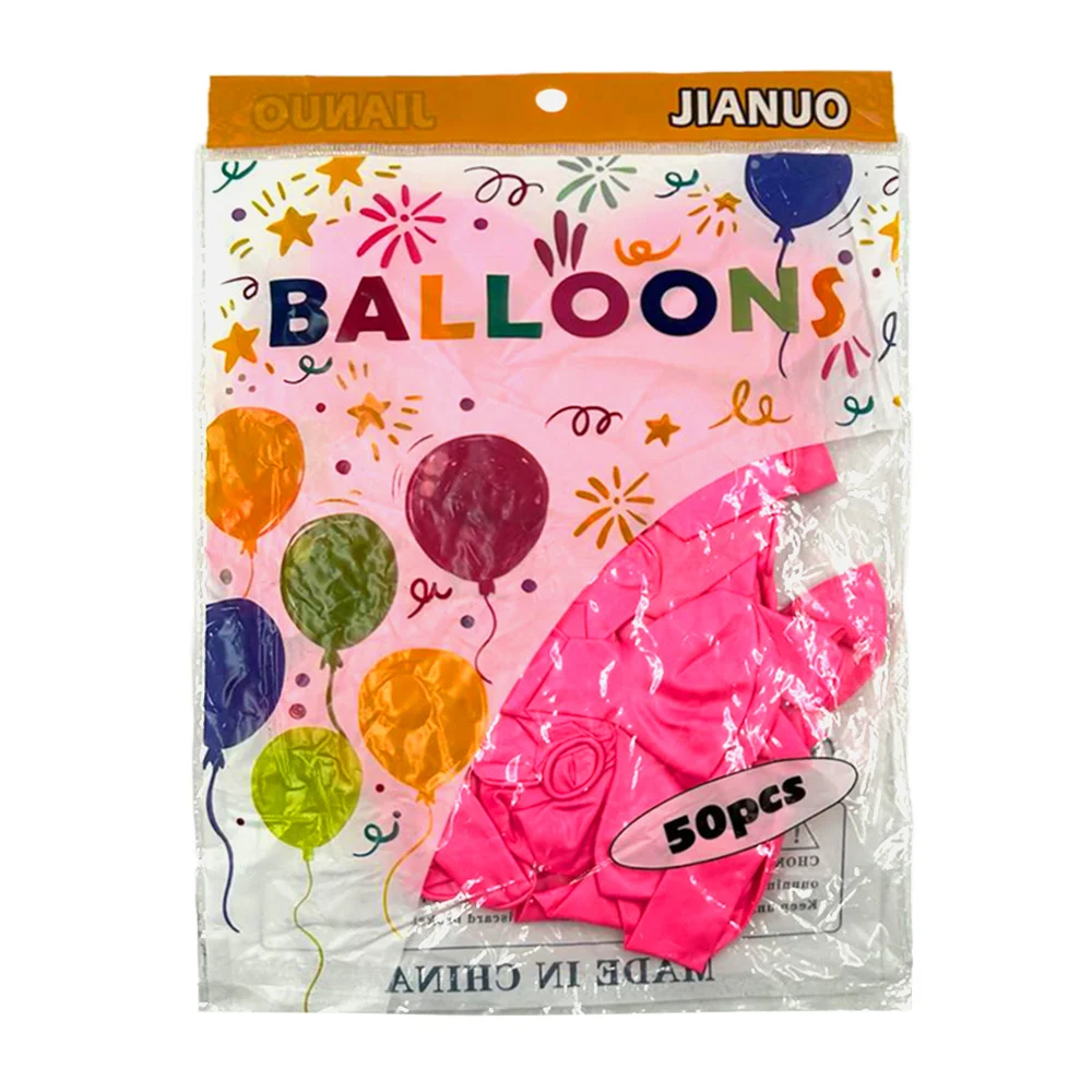 Paquete con 50 globos de látex jianuo en color rosa / balloons / yong-440-11