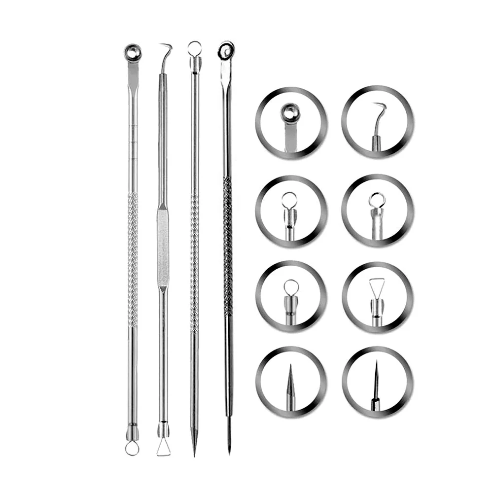 Paquete con 12 juegos de 4 pinzas removedores de puntos negros y acné de acero inoxidable / yong-506