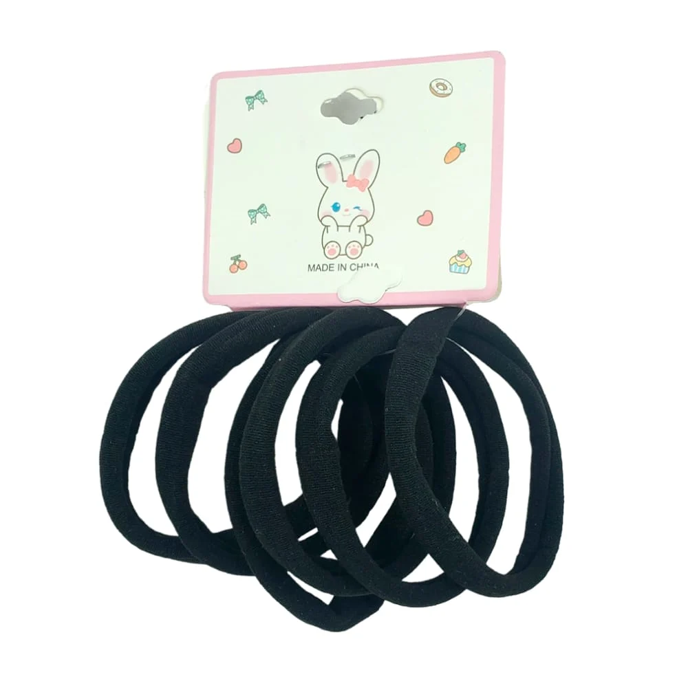 Paquete con 6 donas ligas lisas grandes para el cabello, variedad de colores / conejo