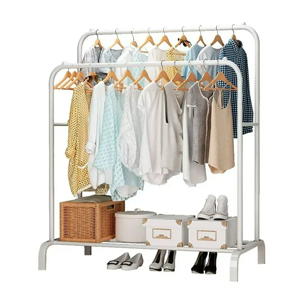 Organizador - perchero móvil multifuncional de doble tubo para ropa con ganchos para accesorios, 110x57x150cm, variedad de colores y diseños / yp-605 / multipurpose hanger