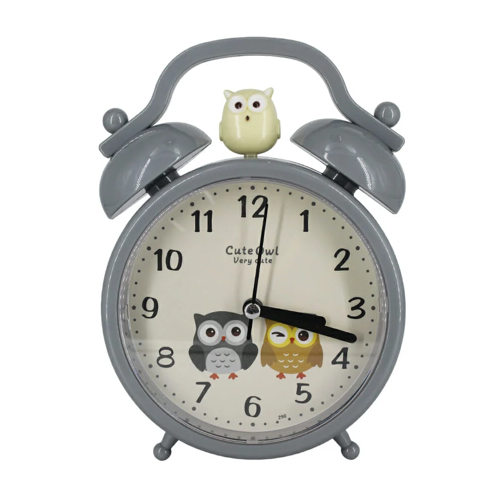 Reloj alarma despertador redondo con diseño y decoración de búhos, variedad de colores / cute owl very cute