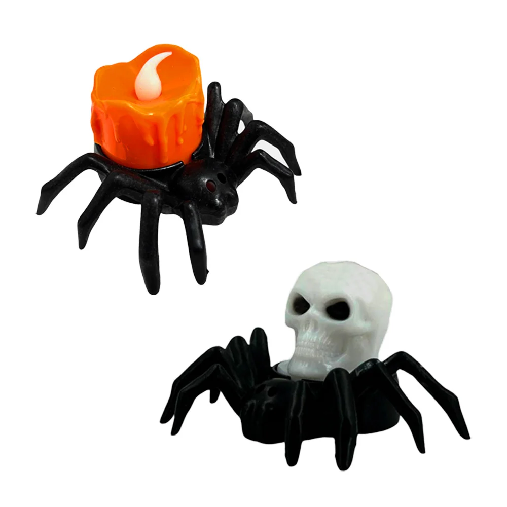 Mini lámpara decorativa con temática de halloween en forma de araña con calavera o vela, variedad de modelos / ys-312