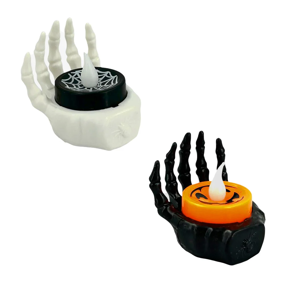 Mini lámpara decorativa con temática de halloween en forma mano de esqueleto, variedad de diseños estampados / ys-314