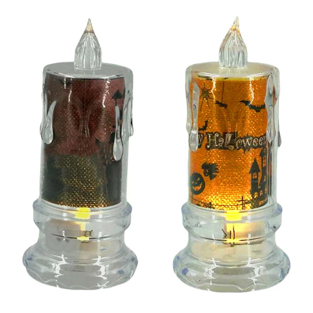 Lámpara tipo vela decorativa con estampado de halloween y efecto a medio derretir, variedad de modelos / ys-503