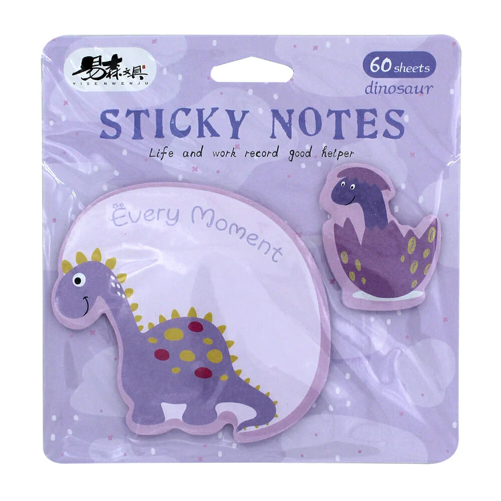 Paquete con 60 notas adhesivas o post it, con diseño de dinosaurios, variedad de diseños / sticky notes