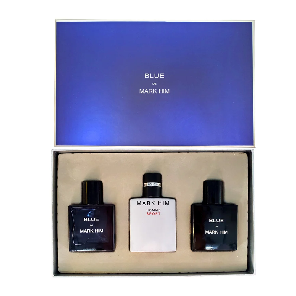 Set con 3 perfumes blue de mark him en spray con fragancia para hombre, 30mlx3 / yt-e0138