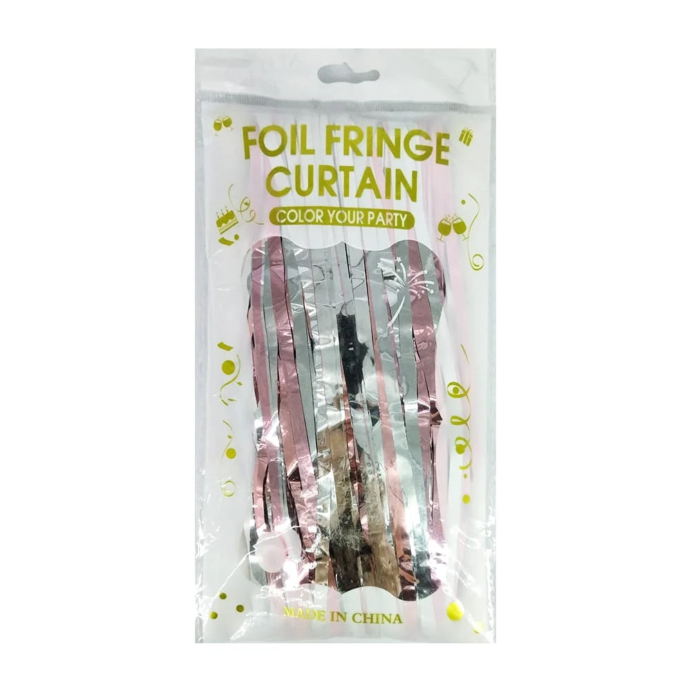 1pza Cortina metálica con doble color para fiesta, variedad de colores / foil fringe curtain